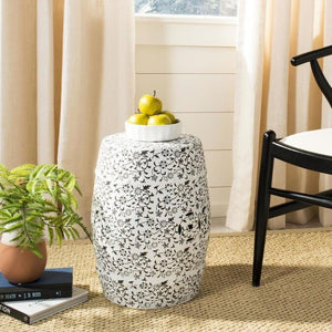 18.5-in White Ceramic Barrel Garden Stool *AS IS #1679HW