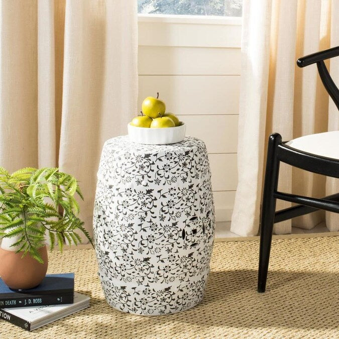 18.5-in White Ceramic Barrel Garden Stool *AS IS #1679HW