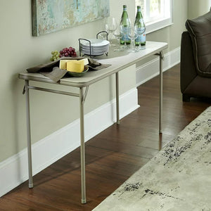 20" x 48" Vinyl Top Folding Table, Antique Linen