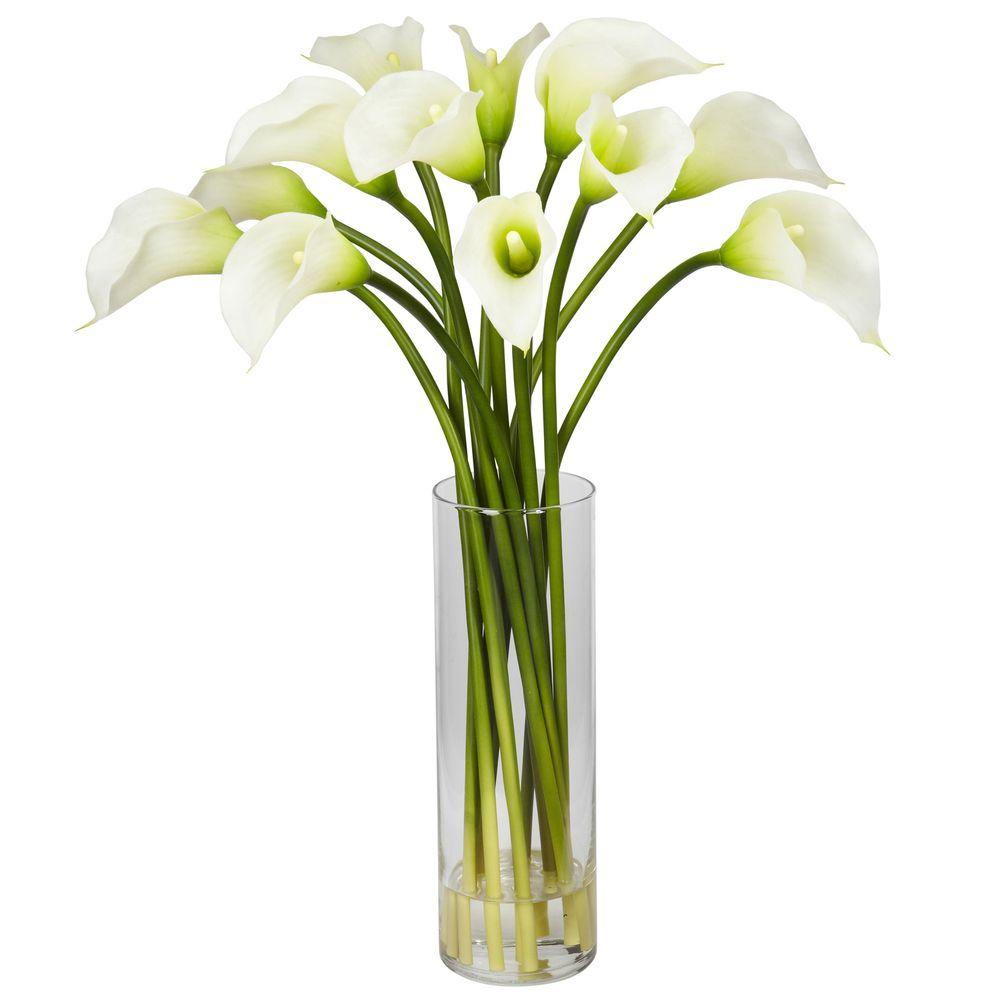 20 in. H Cream Mini Calla Lily Silk Flower Arrangement, #6901