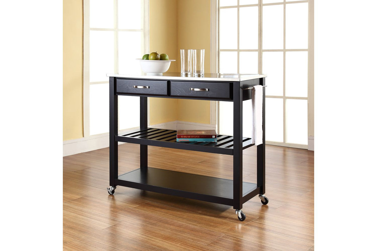 Stainless Steel Top Kitchen Cart/Island in Black #9925