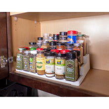 Load image into Gallery viewer, Spice Rack Non Slip 3 Tier Step Shelf Organizer - White - For Kitchen, Refrigerator, Pantry, Cabinet, Cupboards, Countertops &amp; More

