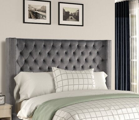 Purkey Upholstered Standard Headboard ONLY Gray Queen 3340RR
