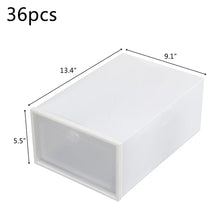 Load image into Gallery viewer, 36 Pack Clear Shoe Organizer Box, BTMWAY Transparent Plastic Stackable Shoe Storage Boxes Cabinet Cube, Foldable Shoe Organizer Rack Boxes Shoe Storage Containers for Closets Entryway Under Bed
