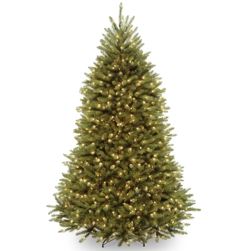 7' Dunhill Fir Hinged Tree with Clear Lights