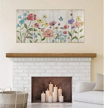 Load image into Gallery viewer, Wildflower Flutter On Wood' Premium Multi 3 Piece Art 24x48
