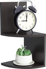 Load image into Gallery viewer, Floating Corner Shelf- 2 Tier Wall Shelves with Hidden Brackets to Display Décor, Books, Photos, More- Hardware Included (Black)
