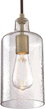 Load image into Gallery viewer, Westinghouse Lighting 6371400, Antique Brass Finish with Clear Textured Glass Carmen One-Light Indoor Mini Pendant, Size MRM1285
