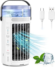 Load image into Gallery viewer, Portable Air Conditioner Fan, MAXROCK Portable AC Personal Mini Air Cooler 3 Speed Super Quiet Desk Air Cooling Fan 7 Colors LED Light for Personal Use Small Room
