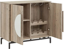 Load image into Gallery viewer, Grey Wash Console Bar Cabinet with Half Moon Handles
