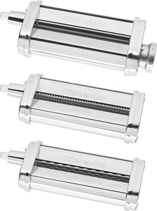 3-Piece Pasta Roller & Cutter Set Attachment, Silver