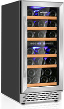 Load image into Gallery viewer, Nictemaw 32 Bottle Dual Zone Wine Cooler Cooler, Low Noise &amp; Fog Free Fast Cooling with Digital Temperature Control Display (40 ° F-65 ° F) for Red, White, Champagne or Sparkling Wine 5647RR
