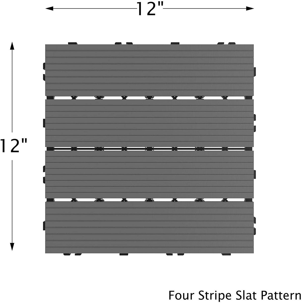 Pure Garden Patio and Deck Tiles – Interlocking Slat Pattern Outdoor F ...