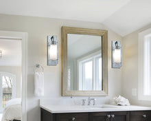 Load image into Gallery viewer, XiNBEi Lighting Wall Sconce 1 Light Bathroom Vanity Wall Light, Contemporary Chrome Wall Mount Light with Glass 2 Pack
