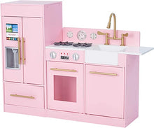Load image into Gallery viewer, Pink Play Kitchen Toddler Pretend 2 pcs Play Set with Accessories and Ice Maker
