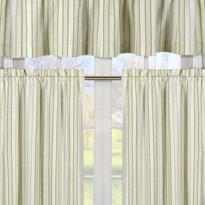 Duck River Textiles - Xandra Cabana Striped Linen Textured Kitchen Tier & Valance Set | Small Window Curtain for Cafe, Bath, Laundry, Bedroom - (Sage Green) 290DC