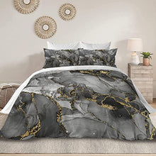 Load image into Gallery viewer, 3 Piece Gray Marble Duvet Cover Set, Comforter Cover Set, Soft Bedding Set with Comforter Cover and Pillowcases for All Season (King, 19)
