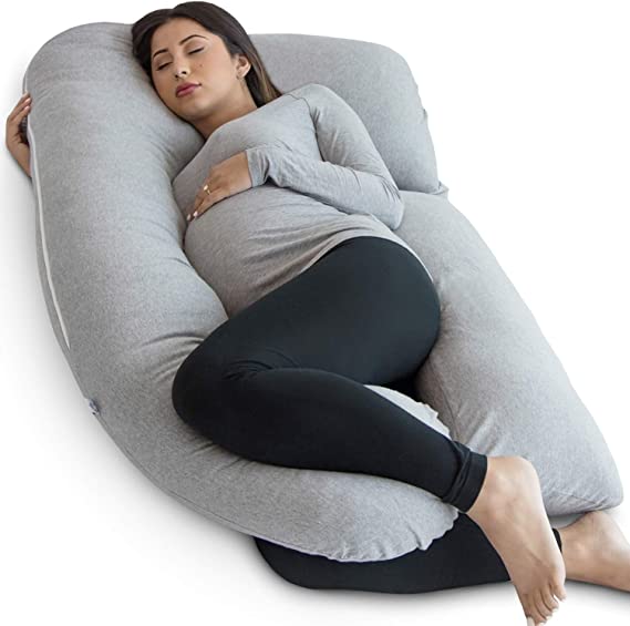 31 x 53 x 7 inches Pregnancy Pillow, Grey U-Shape Full Body Pillow and Maternity Support  Support for Back, Hips, Legs, Belly for Pregnant Women