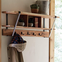 Load image into Gallery viewer, 48 x 10 x 15 Ryegate Solid Wood with Metal Storage, Natural Coat Hooks
