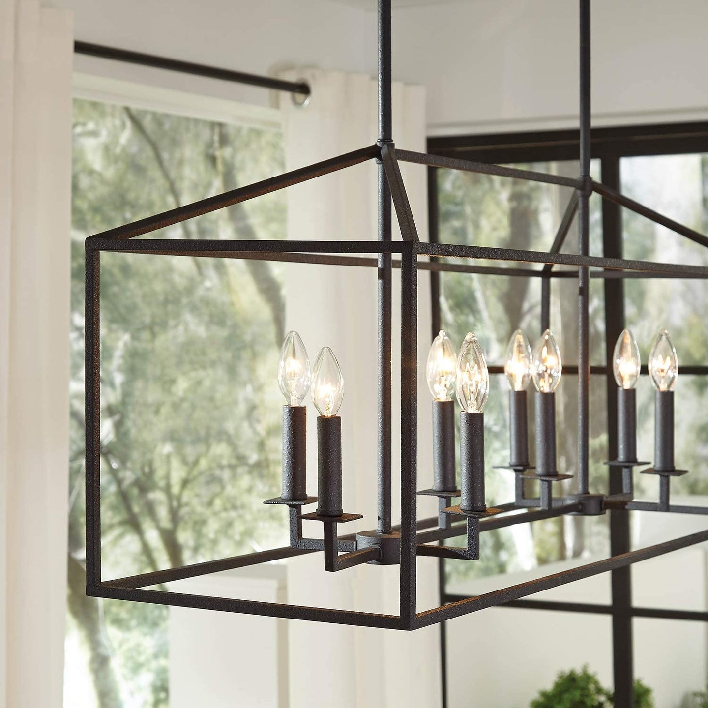 Sea Gull Lighting 6615008-839 Perryton Ocho Island Modern Chandelier Pendant Light with Blacksmith Finish MRM640