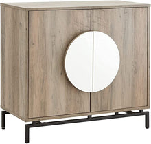 Load image into Gallery viewer, Grey Wash Console Bar Cabinet with Half Moon Handles
