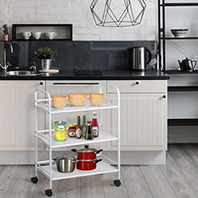Load image into Gallery viewer, 3-Tier Salon Rolling Trolley Cart Beauty Storage Spa Holder Utility 3 Facial Tray for Hair Styling Facial Tools, Mobile Organizer, Medical Esthetic Supply Holder, Metal, White
