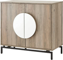 Load image into Gallery viewer, Grey Wash Console Bar Cabinet with Half Moon Handles
