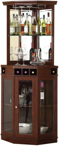 Home Source Corner Bar Unit, Mahogany