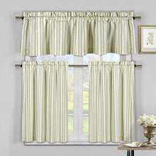Load image into Gallery viewer, Duck River Textiles - Xandra Cabana Striped Linen Textured Kitchen Tier &amp; Valance Set | Small Window Curtain for Cafe, Bath, Laundry, Bedroom - (Sage Green) 290DC
