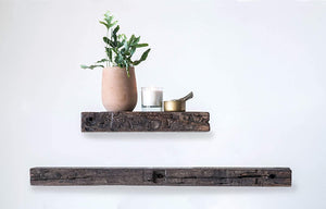 Creative Co-op Wood Floating Wall Shelf, Medium, Brown (Set of 2) MRM1321