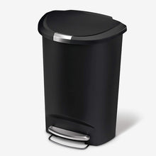 Load image into Gallery viewer, simplehuman 50 Liter / 13 Gallon Semi-Round Kitchen Step Trash Can, Black Plastic with Secure Slide Lock MRM2901
