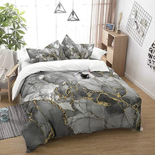 Load image into Gallery viewer, 3 Piece Gray Marble Duvet Cover Set, Comforter Cover Set, Soft Bedding Set with Comforter Cover and Pillowcases for All Season (King, 19)
