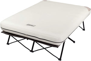 Coleman Camping Cot, Air Mattress, and Pump Combo | Folding Camp Cot and Air Bed with Side Tables and Battery Operated Pump MRM1176