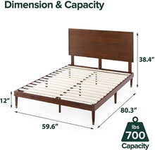 Load image into Gallery viewer, Zinus Deluxe Mid-Century Wood Platform Bed with Adjustable height Headboard, no Box Spring needed, Queen MRM4117
