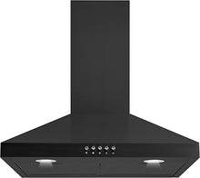 Load image into Gallery viewer, 30 In. Convertible Wall Mount Range Hood in Black with Black Mesh Filters and Push Button Control
