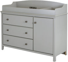 Load image into Gallery viewer, South Shore Cotton Candy Changing Table with Removable Changing Station, Soft Gray #2461HW
