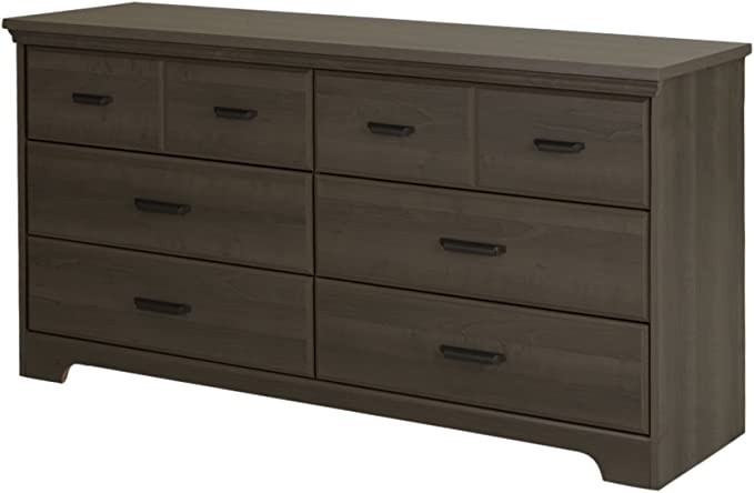 Versa Collection Drawer Double Dresser, Gray Maple with Antique Handles