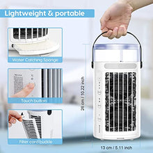 Load image into Gallery viewer, Portable Air Conditioner Fan, MAXROCK Portable AC Personal Mini Air Cooler 3 Speed Super Quiet Desk Air Cooling Fan 7 Colors LED Light for Personal Use Small Room
