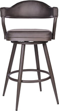 Load image into Gallery viewer, 26&quot; Counter Height Swivel Vintage Brown Faux Leather Bar Stool with Brown Metal Legs
