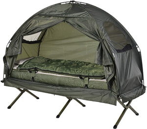 Outsunny, compact portable tent with camping cot, sleeping bag and air mattress MRM2051