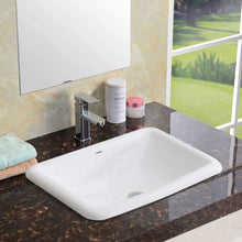 Load image into Gallery viewer, Modern Top Mount Vanity Sink, Porcelain Drop in Basin for Bathroom, White, 22" x 15" MRM3358
