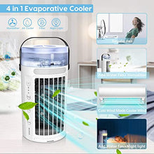 Load image into Gallery viewer, Portable Air Conditioner Fan, MAXROCK Portable AC Personal Mini Air Cooler 3 Speed Super Quiet Desk Air Cooling Fan 7 Colors LED Light for Personal Use Small Room
