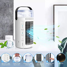 Load image into Gallery viewer, Portable Air Conditioner Fan, MAXROCK Portable AC Personal Mini Air Cooler 3 Speed Super Quiet Desk Air Cooling Fan 7 Colors LED Light for Personal Use Small Room
