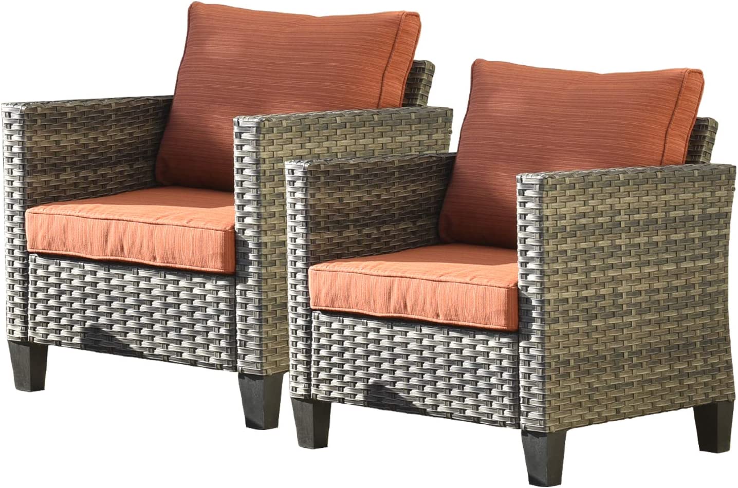 SET OF 2 Wicker Outdoor Arm Chairs