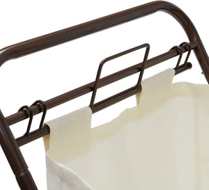 Household Essentials Rolling Laundry Hamper with Heavy-Duty Canvas Bag | Antique Bronze Frame