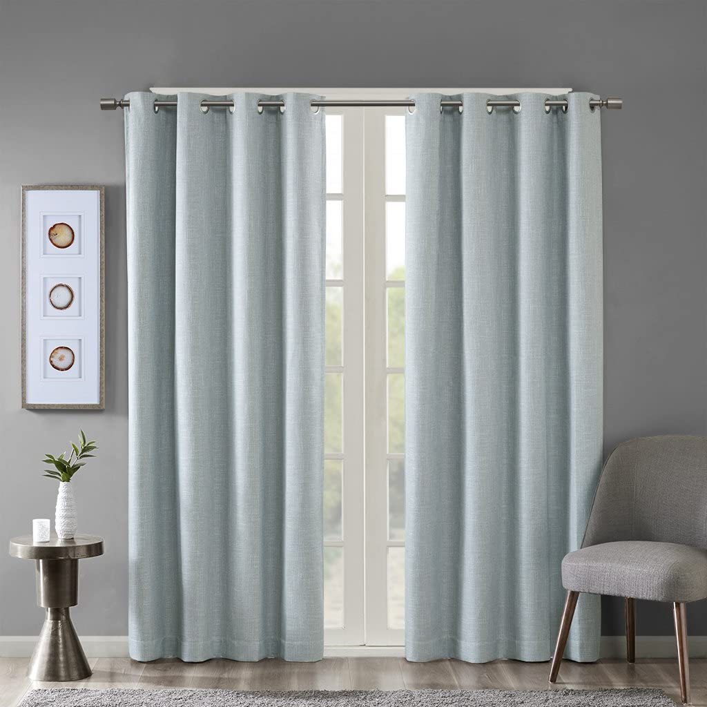 SunSmart Maya Blackout Curtains Patio Window, Textured Heatherd Print, Grommet Top Living Room Decor Thermal Insulated Light Blocking Drape for Bedroom and Apartments 362DC