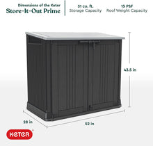 Load image into Gallery viewer, Keter Store-It-Out Prime 4.3 x 2.3 Foot Resin Outdoor Storage Shed with Easy Lift Hinges, Perfect for Trash Cans, Yard Tools, and Pool Toys, Black
