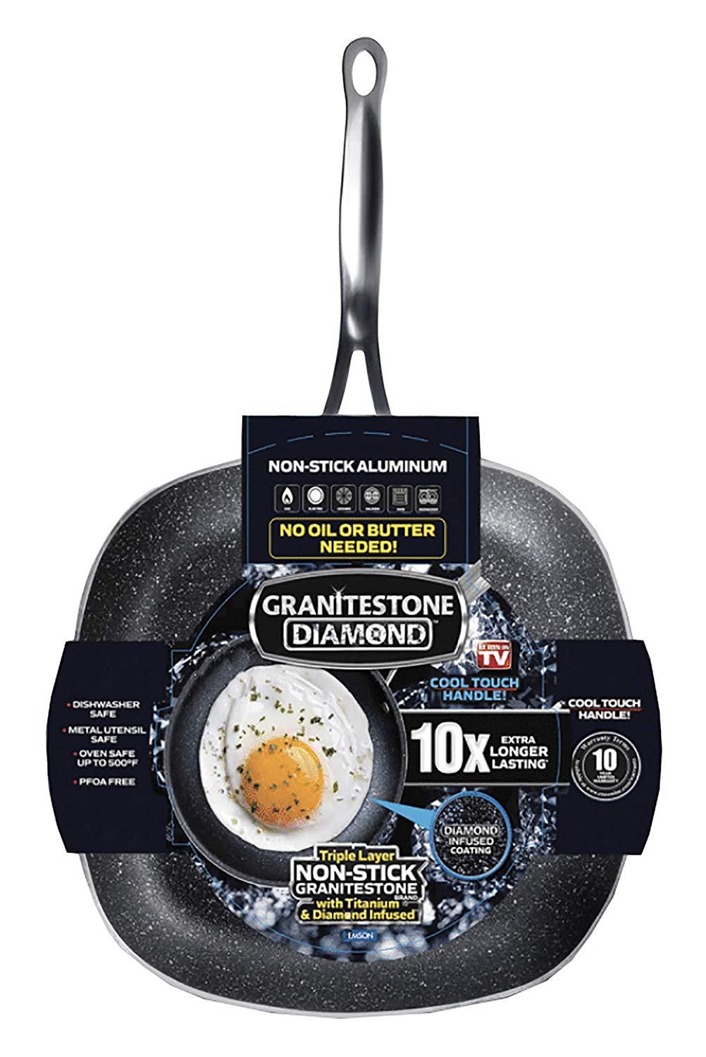 GRANITESTONE Square 9.5 In. Nonstick Frying Pan