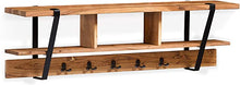 Load image into Gallery viewer, 48 x 10 x 15 Ryegate Solid Wood with Metal Storage, Natural Coat Hooks
