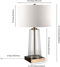 Load image into Gallery viewer, Tapered Seeded Glass Table Lamp - Brass #1254HW
